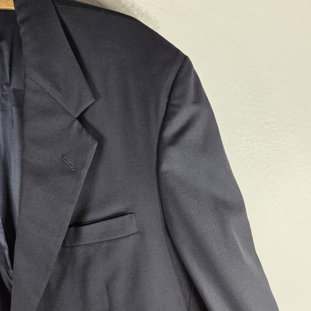 H. Freeman & Son 42 Navy Blue Sport Coat Blazer Jacket Solid 100% Wool - Picture 7 of 16